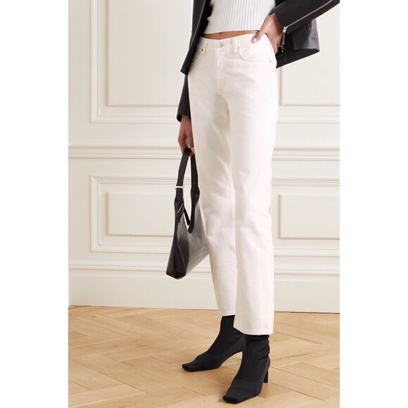 GOLDSIGN Womens The Nineties Boot Cut Jeans White Size 27 - Picture 2 of 12